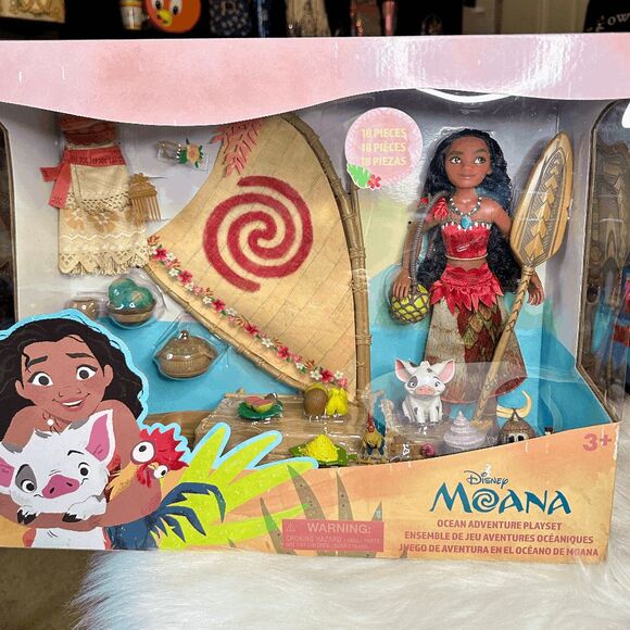 NEW Moana Ocean Adventure Doll Play Set w/ Boat, Pua Hei Hei & more Disney - Picture 3 of 9